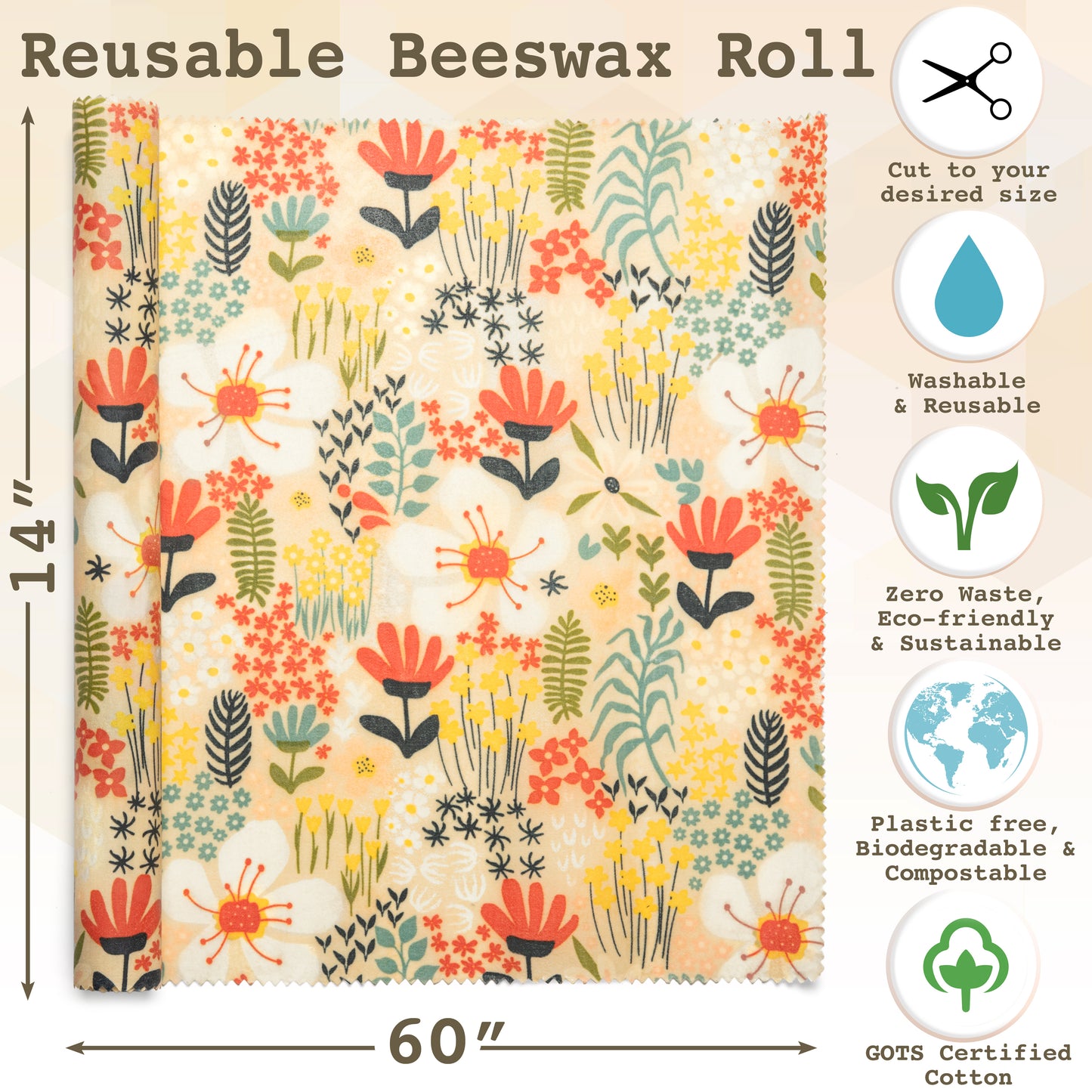 Reusable Beeswax Roll- XXL 14”x 60”